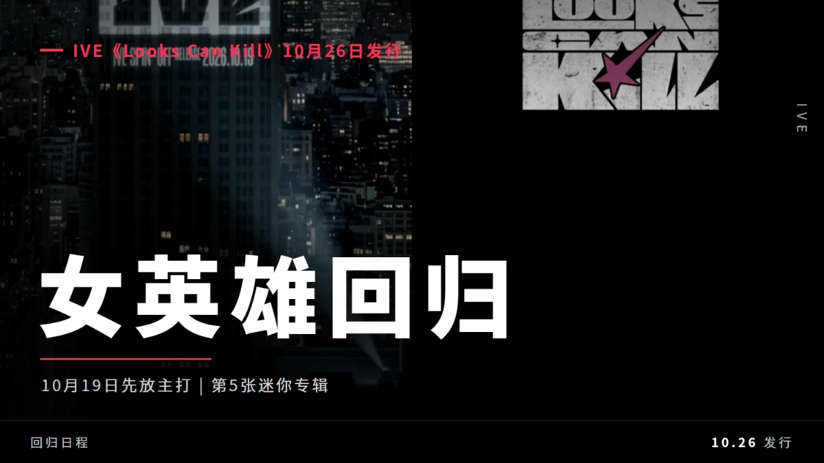 IVE《Looks Can Kill》回归整理：10月26日发片，19日先放主打